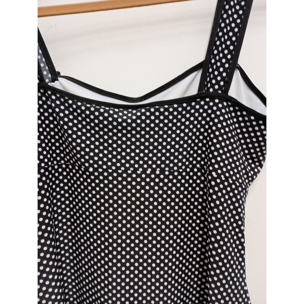 The Limited VTG Y2K Babydoll Tank Top Womens Medium Black White Polka Dot Pin Up - Picture 11 of 12